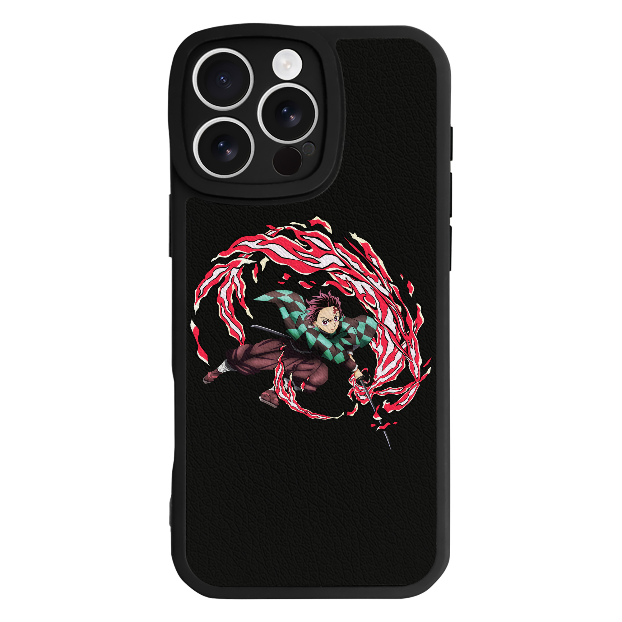 （画像用） 鬼滅の刃 竈門 炭治郎／かまど たんじろう Kamado Tanjirou 【iPhone 16シリーズ対応】シリコンスマホケース（レザー調） 材質：シリコン